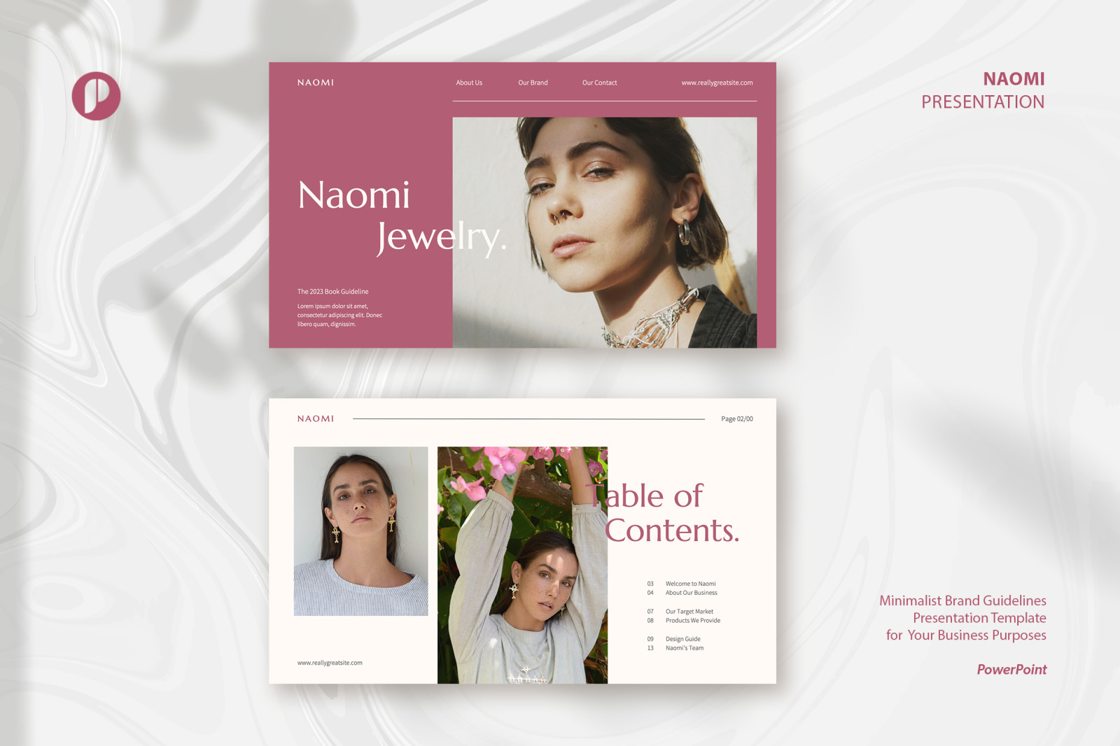 Naomi – soft pink elegant minimalist brand guidelines presentation Naomi – soft pink elegant minimalist brand guidelines presentation