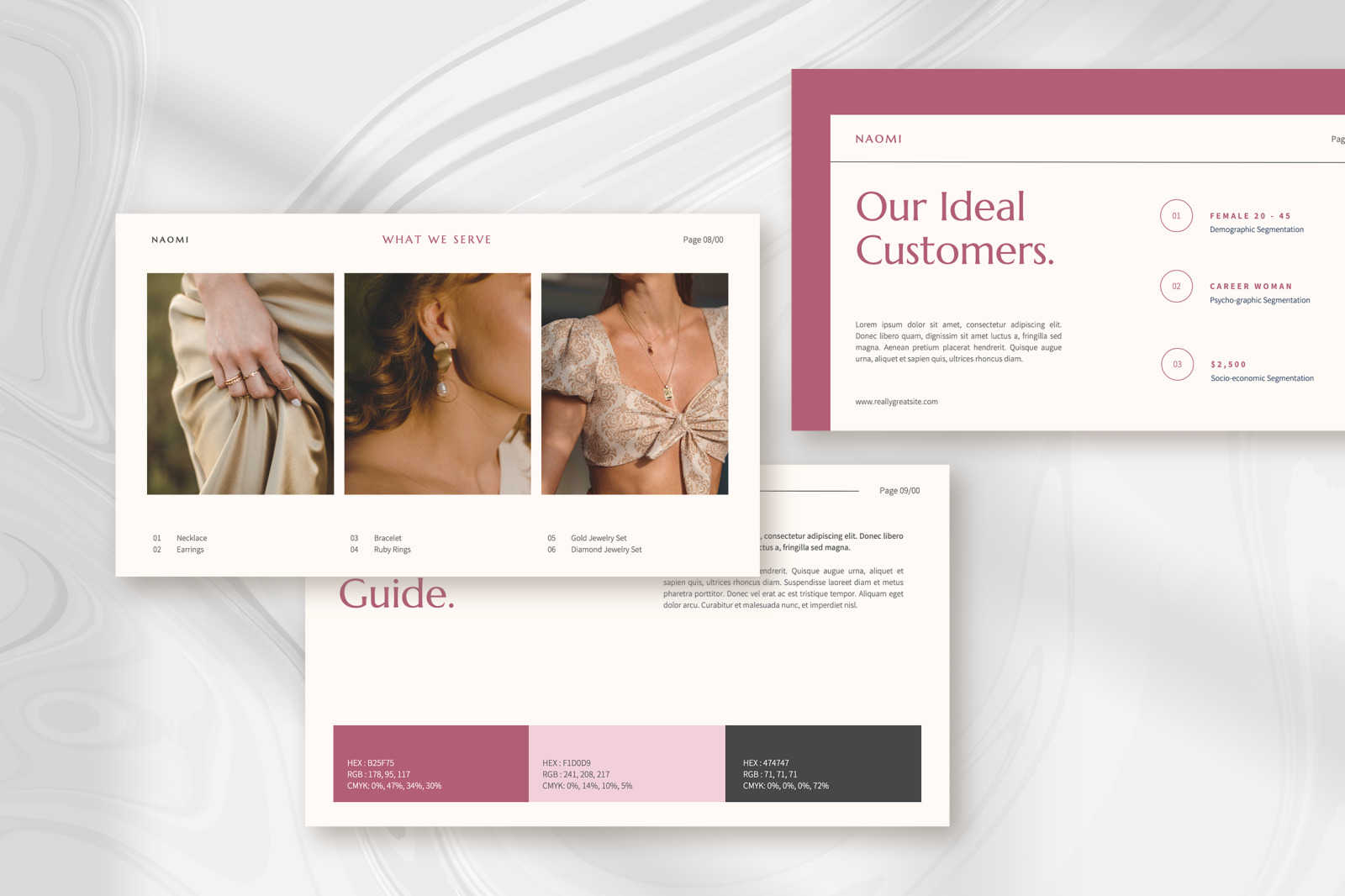 Naomi – soft pink elegant minimalist brand guidelines presentation