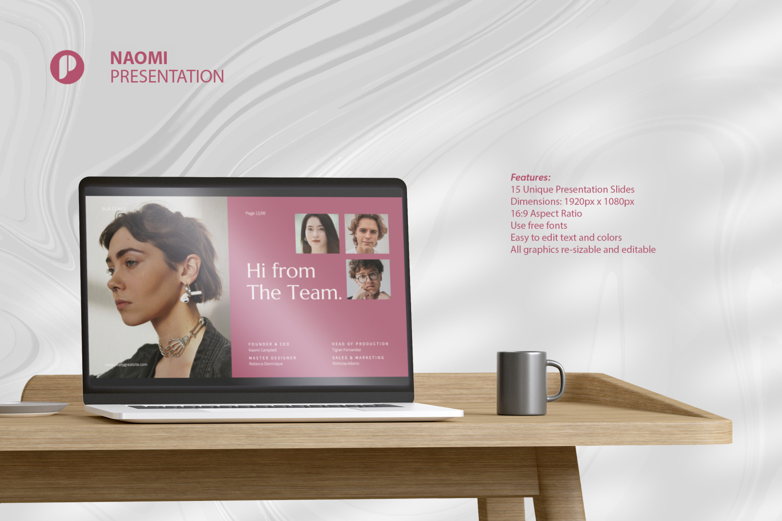 Naomi – soft pink elegant minimalist brand guidelines presentation