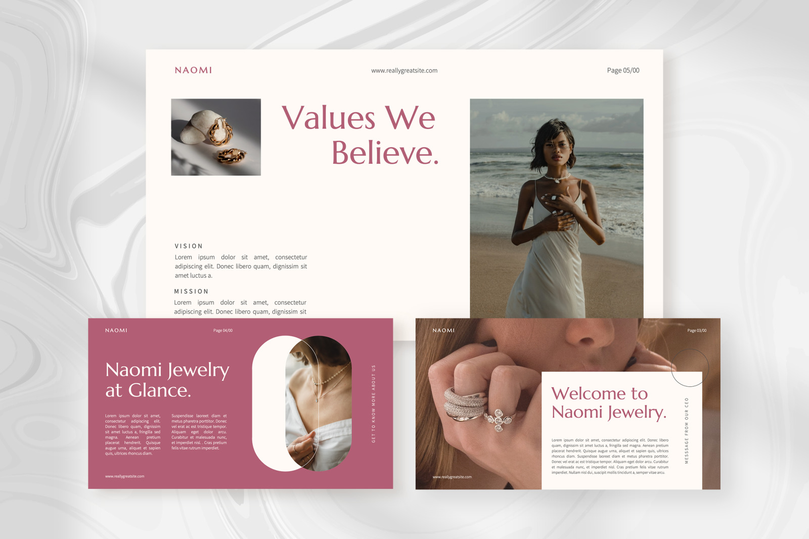 Naomi – soft pink elegant minimalist brand guidelines presentation