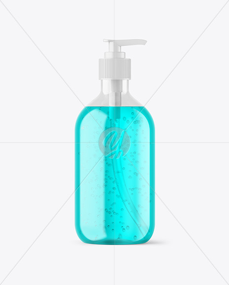 Color Liquid Cosmetic Bottle with Pump Mockup