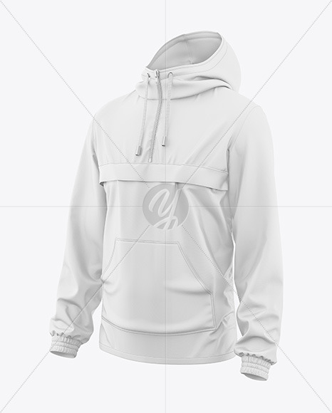 Men's Anorak Windbreaker Jacket Mockup - Half Side View