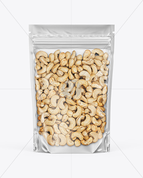 Stand-up Pouch with Cashew Nuts Mockup