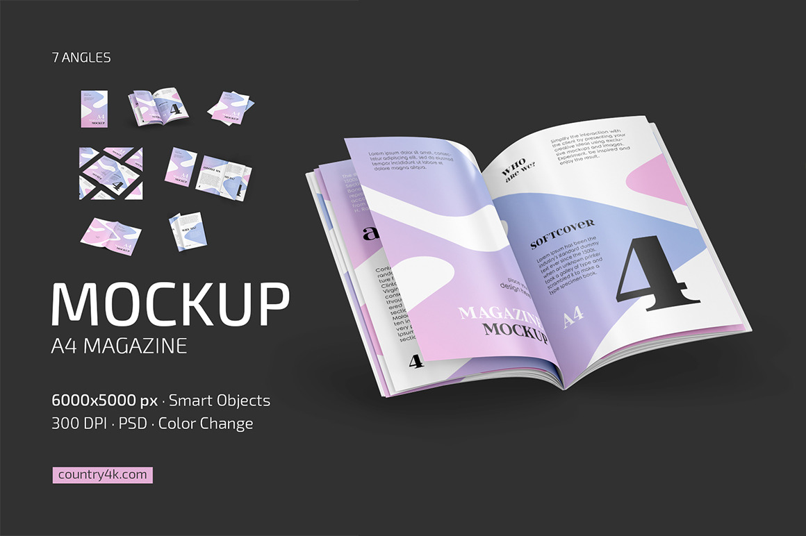A4 Magazine Mockup Set A4 Magazine Mockup Set
