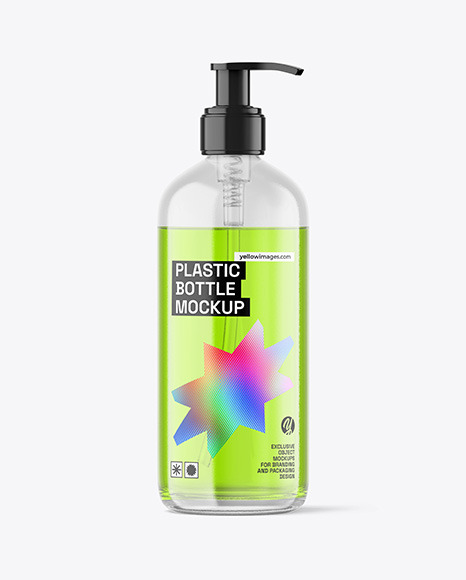 Color Liquid Bottle with Pump Mockup