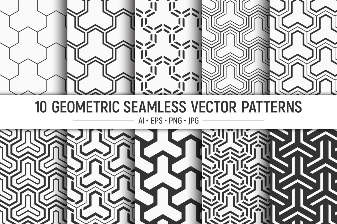 10 seamless geometric vector patterns