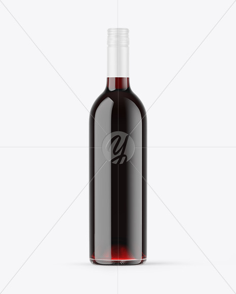 Clear Glass Red Wine Bottle Mockup