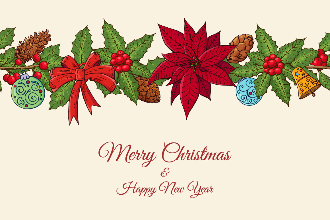 Christmas set with festive handdrawn elements. Christmas set with festive handdrawn elements.