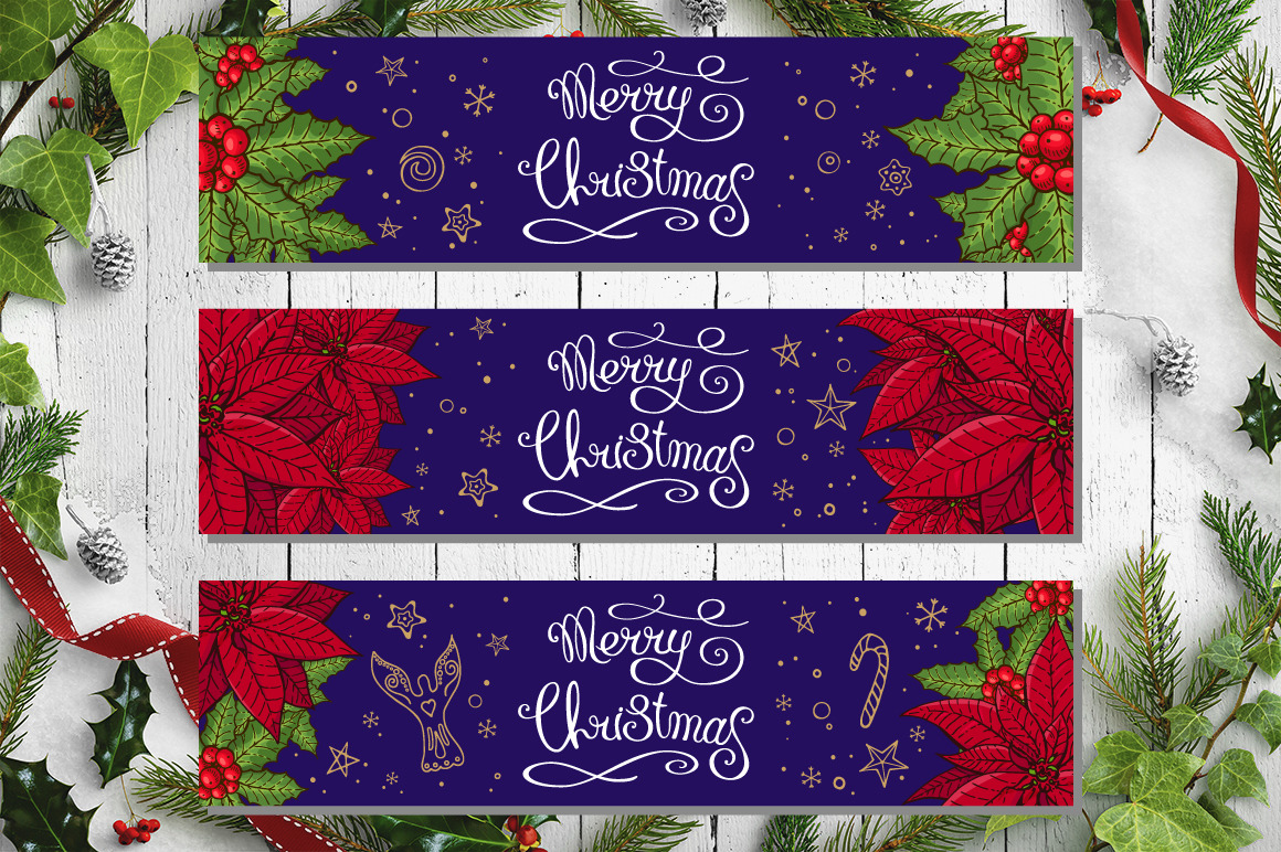Christmas set with festive handdrawn elements. Christmas set with festive handdrawn elements.