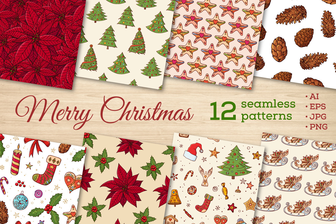 Christmas set with festive handdrawn elements. Christmas set with festive handdrawn elements.