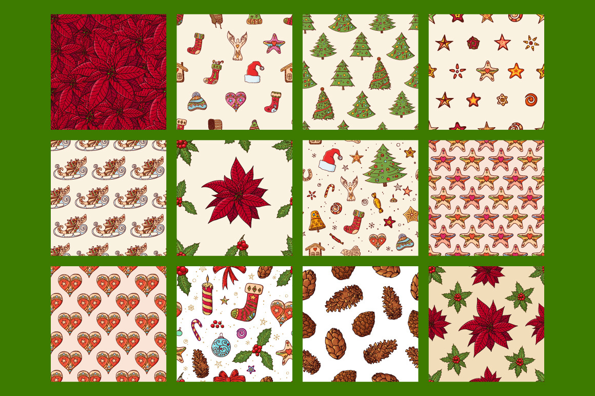 Christmas set with festive handdrawn elements. Christmas set with festive handdrawn elements.