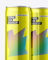 Glossy Metallic Cans Mockup