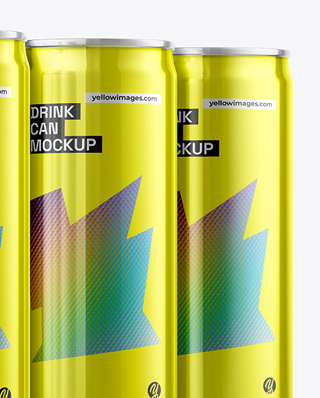 Glossy Metallic Cans Mockup