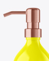 Glossy Cosmetic Bottle with Pump Mockup Glossy Cosmetic Bottle with Pump Mockup