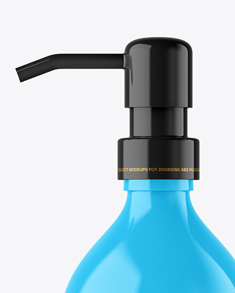 Glossy Cosmetic Bottle with Pump Mockup Glossy Cosmetic Bottle with Pump Mockup