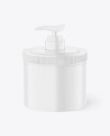 Matte Plastic Jar With Pump Dispenser Mockup