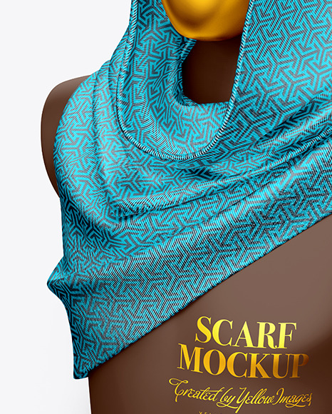 Semi Metallic Scarf Mockup - Front Halfside View