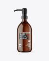 Amber Glass Cosmetic Bottle with Pump Mockup