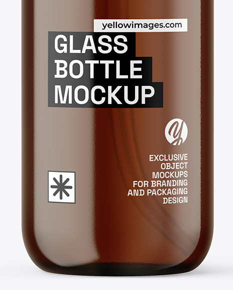 Amber Glass Cosmetic Bottle with Pump Mockup