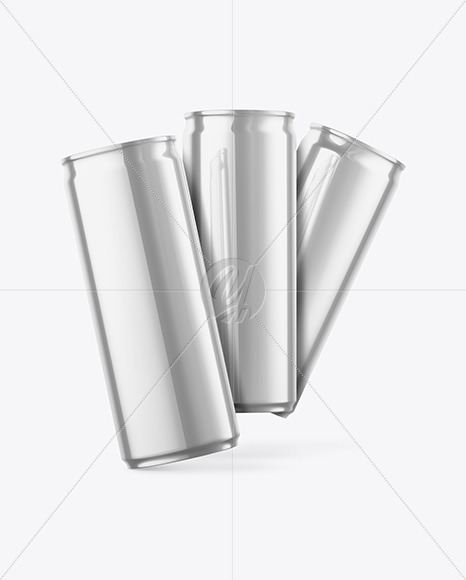 Glossy Metallic Cans Mockup