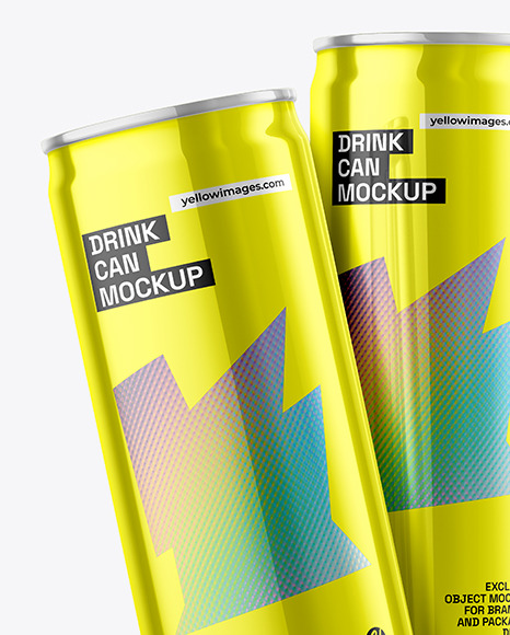Glossy Metallic Cans Mockup