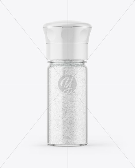 Clear Glass Glossy Jar with Salt Mockup