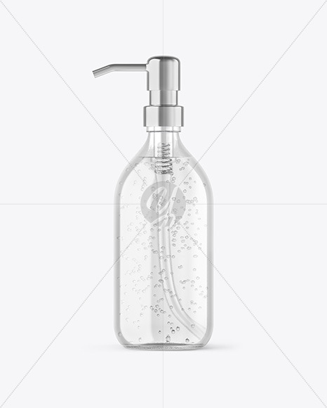 Clear Glass Cosmetic Bottle with Pump Mockup