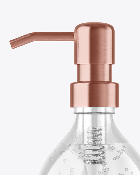 Clear Glass Cosmetic Bottle with Pump Mockup