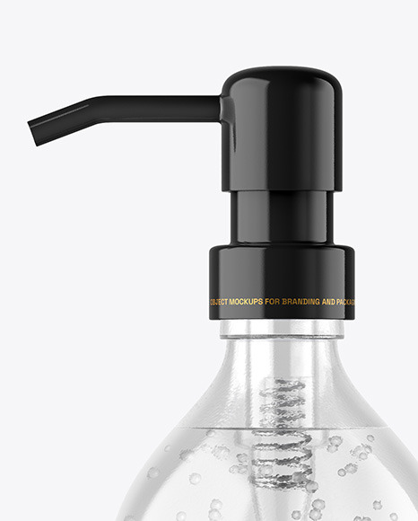 Clear Glass Cosmetic Bottle with Pump Mockup