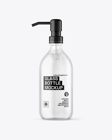 Frosted Glass Cosmetic Bottle with Pump Mockup