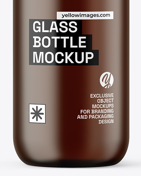 Frosted Amber Glass Cosmetic Bottle with Pump Mockup