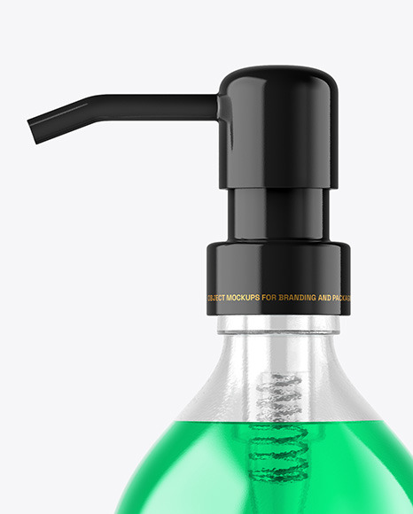 Color Liquid Glass Cosmetic Bottle with Pump Mockup