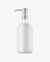 Frosted Liquid Soap Glass Cosmetic Bottle with Pump Mockup