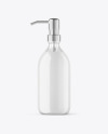 Clear Liquid Soap Glass Cosmetic Bottle with Pump Mockup