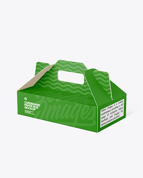 Cardboard Paper Box w/ Handle Mockup