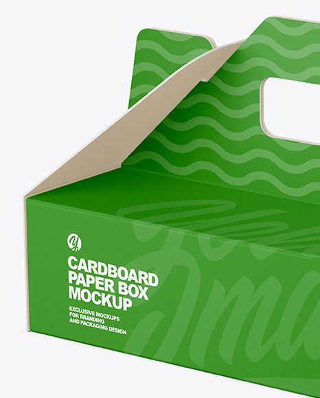 Cardboard Paper Box w/ Handle Mockup