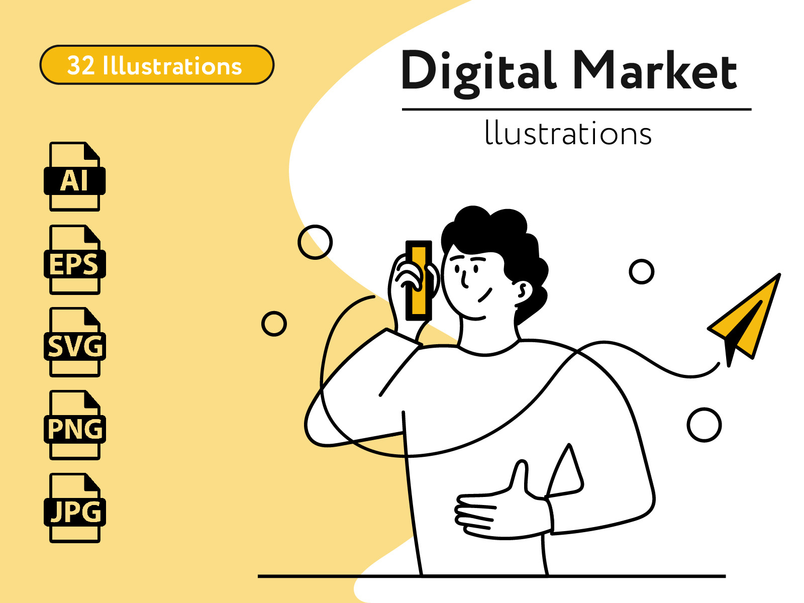 Digital market illustration with people