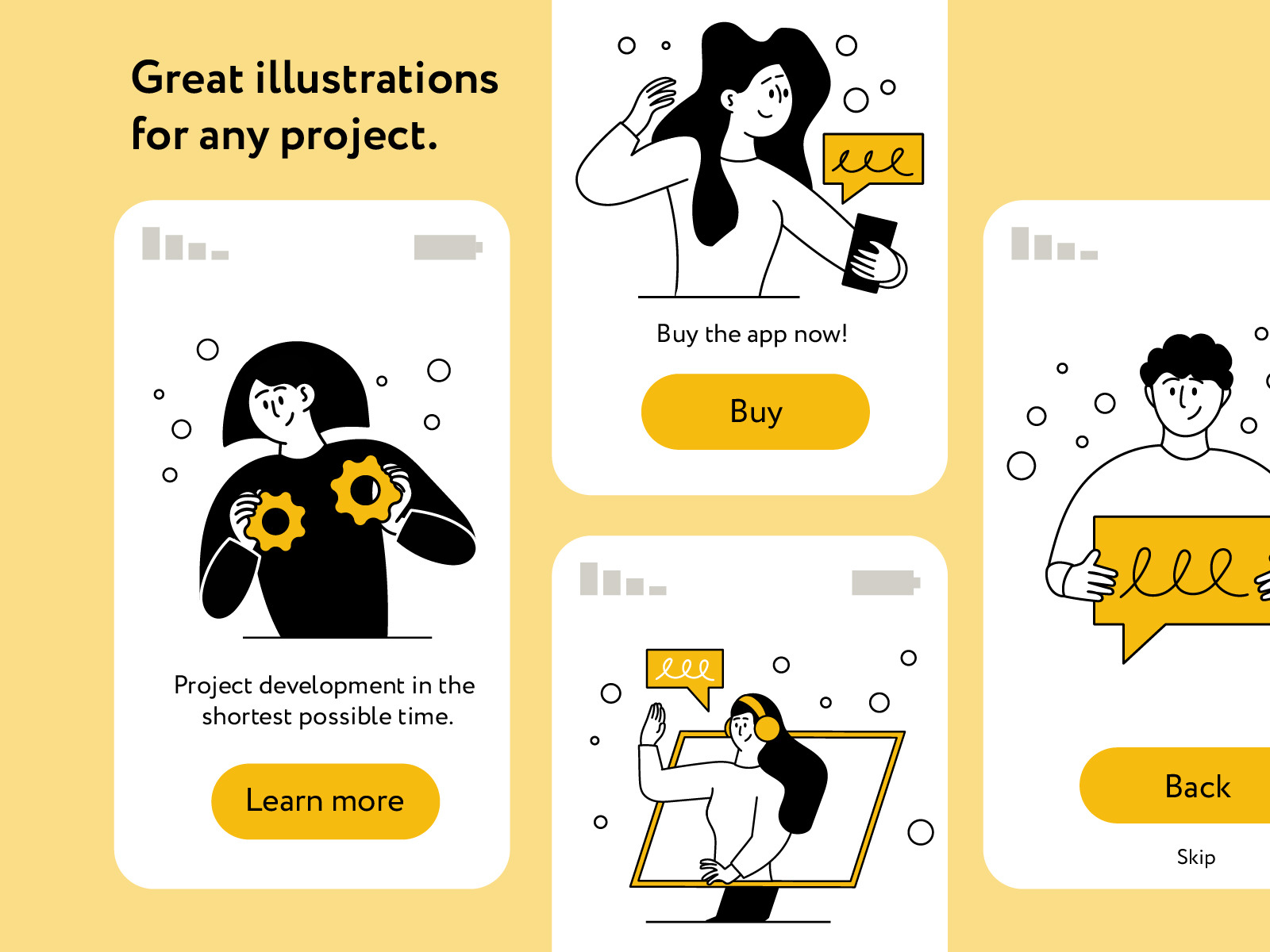 Digital market illustration with people Digital market illustration with people
