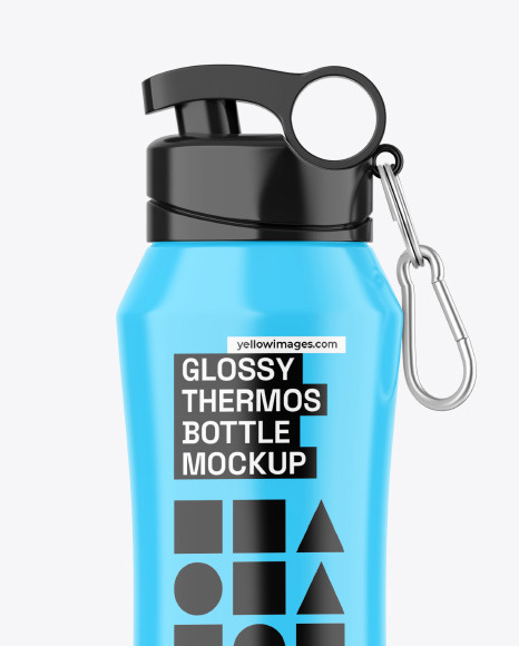 Glossy Thermos Bottle Mockup