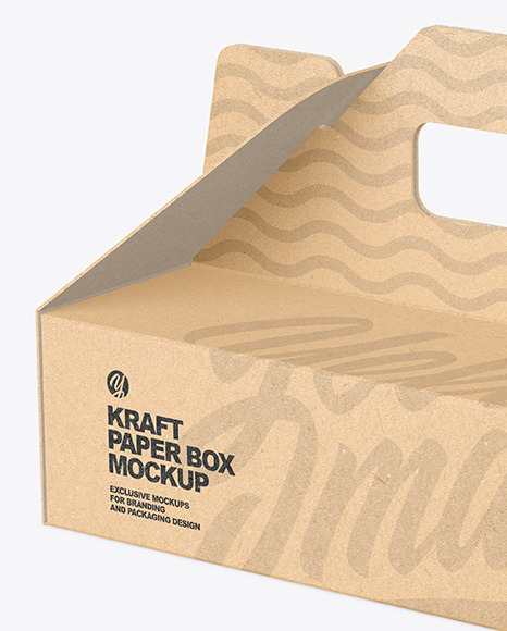 Kraft Paper Box w/ Handle Mockup