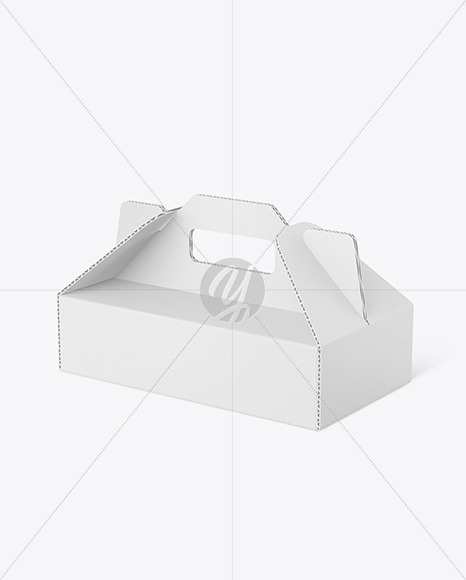 Corrugated Paper Box w/ Handle Mockup