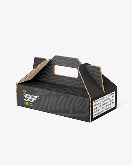 Corrugated Paper Box w/ Handle Mockup