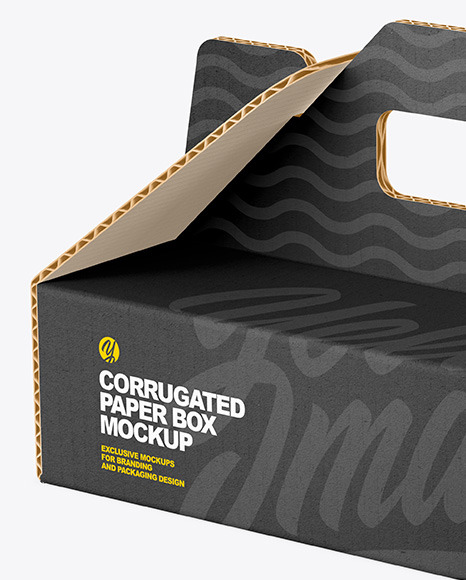 Corrugated Paper Box w/ Handle Mockup