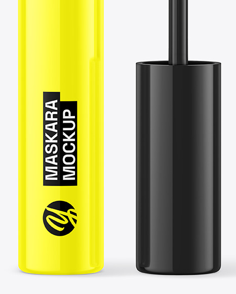 Opened Glossy Mascara Tube Mockup