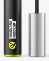 Opened Glossy Metallic Mascara Tube Mockup