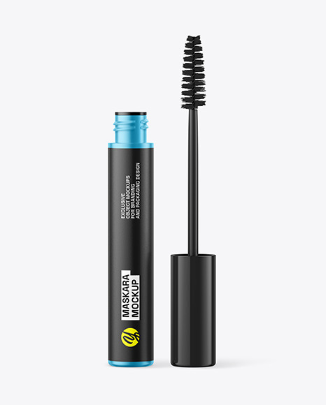 Opened Matte Metallic Mascara Tube Mockup