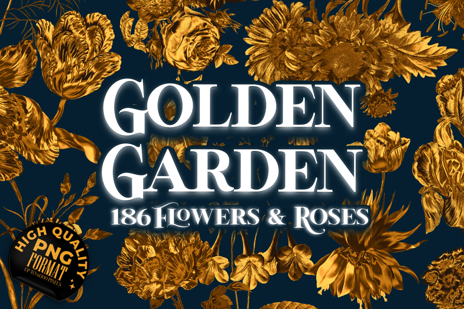 Golden Garden - 186 Gold Roses &amp; Flowers