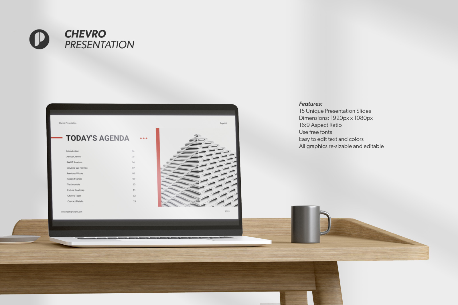 Chevro – classic white clean modern pitch deck presentation template