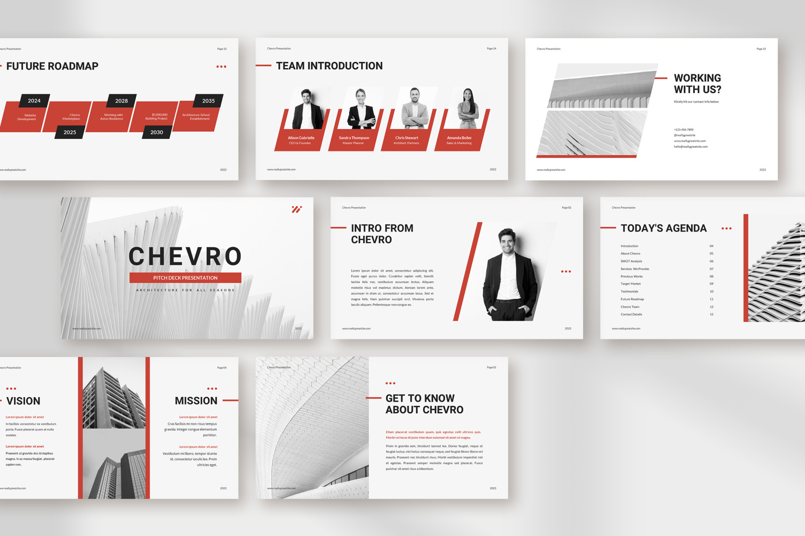 Chevro – classic white clean modern pitch deck presentation template