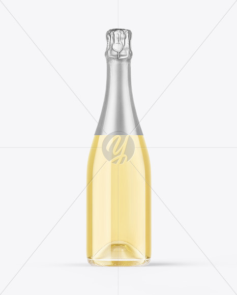 Clear Glass White Champagne Bottle Mockup